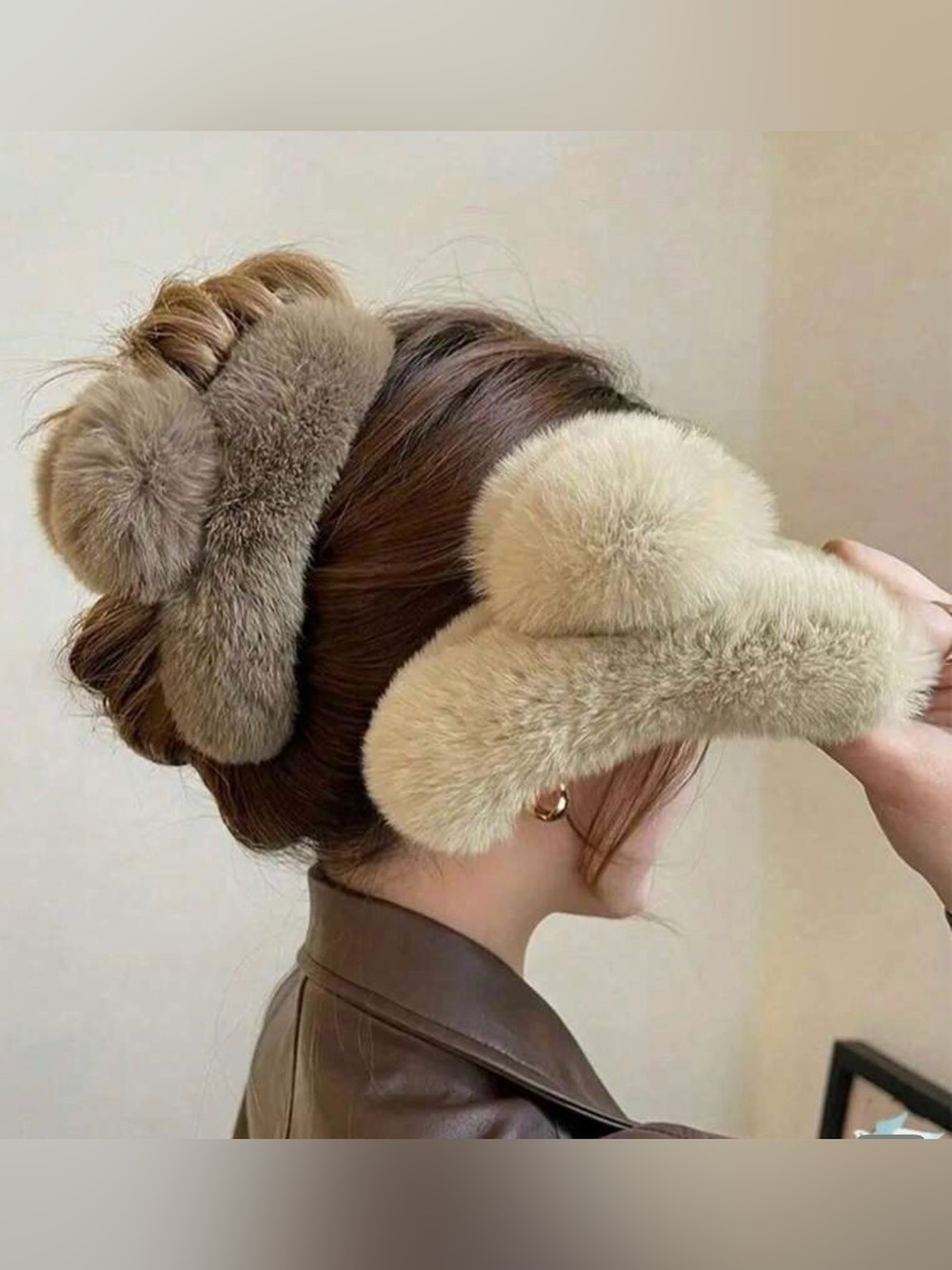 Fur Hair claw clip plush barrette winter gift teen girls womens jewelry school